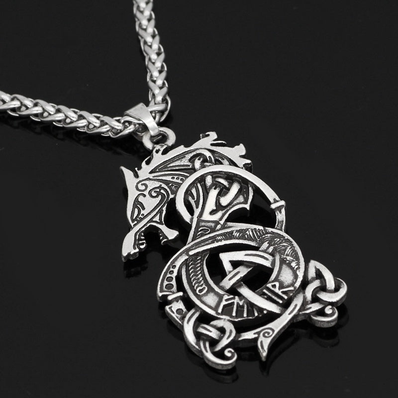 Viking Dragon Pendant Necklace